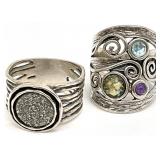 2 Signed Israel Silver Rings