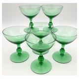 6 Morgantown Regina Green Champagne Glasses
