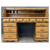 Oak Tone Roll Top Desk