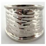 950 Silver Hammered Wide Band Adjustable Ring