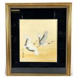 Framed Japanese Crane Textile