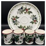 Williams Sonoma Vintage Christmas Post Card Mugs
