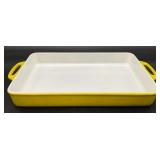 Yellow Enameled Cast Iron Roasting Pan