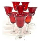 8pc Artland Iris Ruby Red Water Goblets