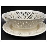 Royal Creamware Small Rnd Fruit Basket & Stand