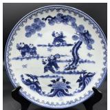 Chinoiserie Blue & White Porcelain Plate