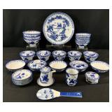 36pc Chinoiserie Blue & White Porcelain