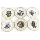 6 Boehm Owl Collection Plates