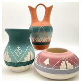 3pc Sioux Native American Pottery Vases