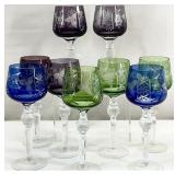 9 Bohemian Cut To Clear Wine Glasses