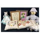 Vintage Hand Stitched Doll, Needlework & More