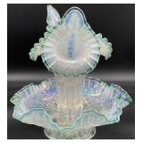 Fenton Art Glass Epergne, As Is