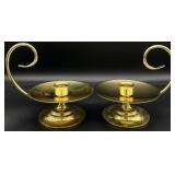 2 Lg. Baldwin Brass Chamberstick Candle Holders