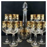 Cristallerie 24K Gold Clear Glass Decanter Set