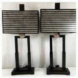 Pair Rubbed Bronze Uttermost Lamps