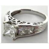 14K White Gold Meda Cocktail Ring, Sz 7