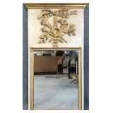 Antique Vintage Giltwood Trumeau Wall Mirror