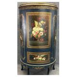 Floral Paint Decorated Demilune Cabinet