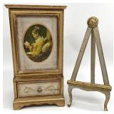2pc Gilt Florentine Style Jewelry Box & Stand