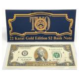 22k Gold Enhanced $2 Note