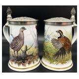 2 Franklin Porcelain Game Bird Steins