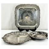 Footed Silver Plate Serving Trays