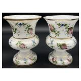 2 Antique Czechoslovakian Hand Painted Glass Vases