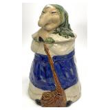 Vintage Kitchen Witch Pottery Cookie Jar