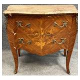French Satinwood Marble Top Commode