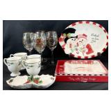 Asst Christmas Serving Dishes, Glassware & More