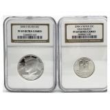 2008-S Proof-69 Silver Kennedy Half & NM Quarter