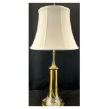 Art Nouveau Style Brass Lamp w/ Silver Floral