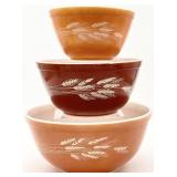 3 Pyrex Autumn Harvest Wheat Mixing Bowls