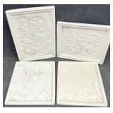 4pc Large Vtg Chalkware / Plaster Floral Wall Art