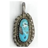 Sterling Turquoise Native American Style Pendant