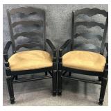 Pair French Countryside Style Ladderback Chairs
