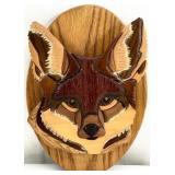 Wolf Head Wood Intarsia Puzzle Wall Plaque