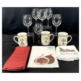 Wine Glasses, Mugs & New Bern, NC Tea Towel