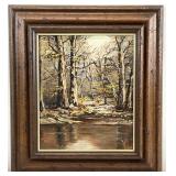 Signed Original Winter Forest Scene Painting