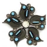 Sterling Turquoise Native American Style Brooch