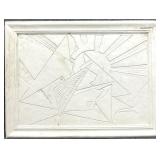 Large Vtg Chalkware / Plaster Geometric Wall Art