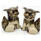 2pc Vintage Japanese Art Pottery Shisa Foo Dogs