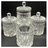 4 Small Crystal Jars