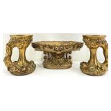 3pc Antique Syroco / Syroco Style Mantlepiece Set