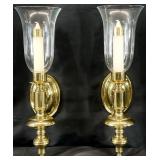 Pair Brass Wall Candle Sconces