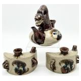 3pc Vintage Okinawan Pottery Teapots