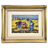 The Gleaners Vintage Framed Needlepoint Art