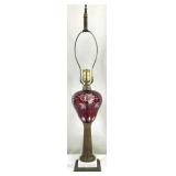 Ruby Red Cut To Clear Vintage Glass Lamp
