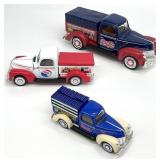 3pc Pepsi Cola Diecast Model Delivery Trucks