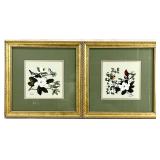 2pc Signed Birds & Magnolias Framed Wall Art
